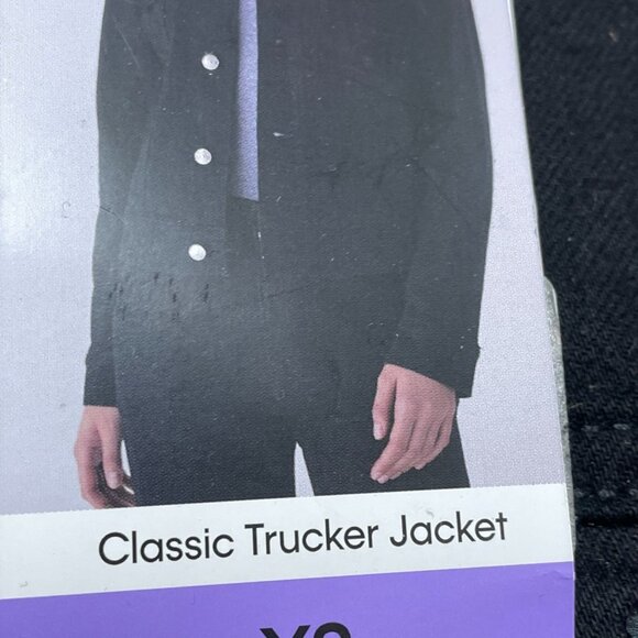 Calvin Klein XS Black Classic Trucker Denim Jacket Stretchy Fit d0157 - Picture 2 of 8